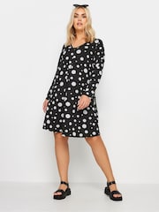 Yours Curve Black Dot Printed Mini Dress - Image 1 of 4