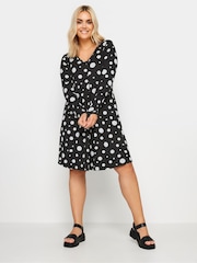Yours Curve Black Dot Printed Mini Dress - Image 2 of 4