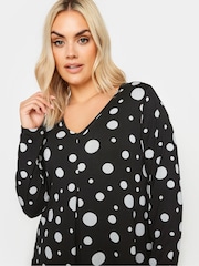 Yours Curve Black Dot Printed Mini Dress - Image 4 of 4