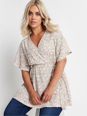 Yours Curve White Wrap Texture Top - Image 1 of 5