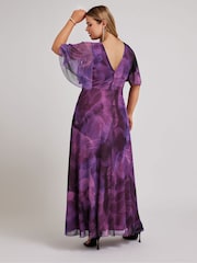 Yours Curve Purple London Abstract Wrap Maxi Dress - Image 3 of 5