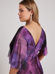 Yours Curve Purple London Abstract Wrap Maxi Dress - Image 4 of 5