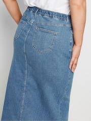 Yours Curve Blue Denim Maxi Skirt - Image 4 of 5
