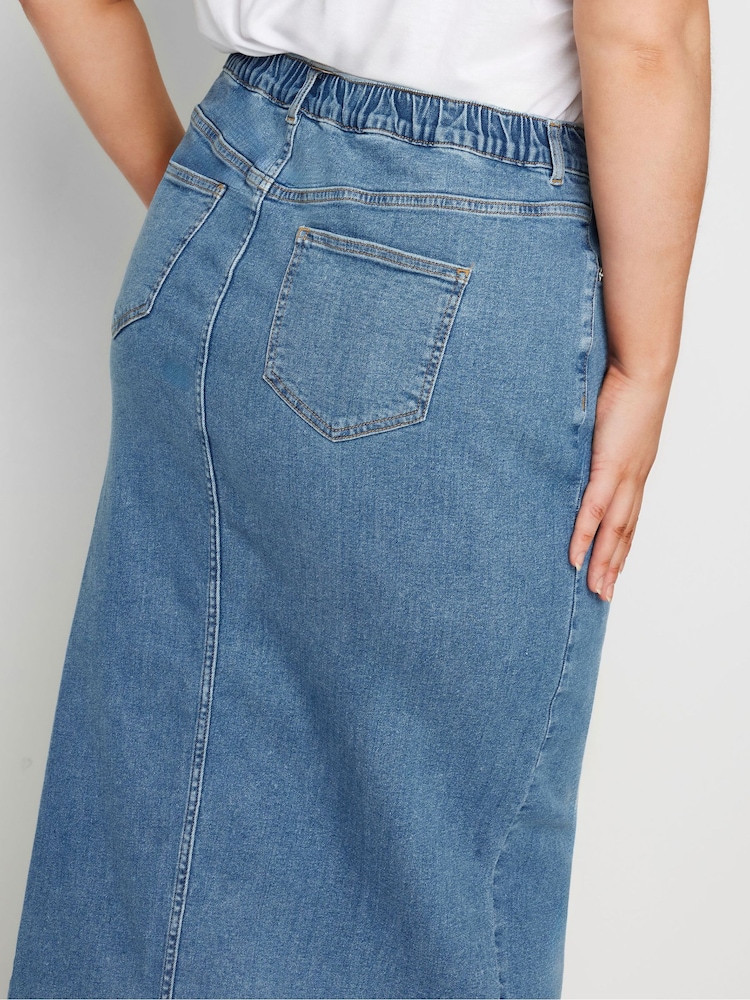 Bleu - Yours Curve Denim Maxi Jupes - Image 4 of 5