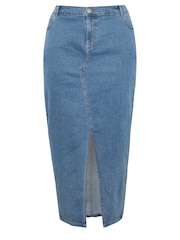 Yours Curve Blue Denim Maxi Skirt - Image 5 of 5