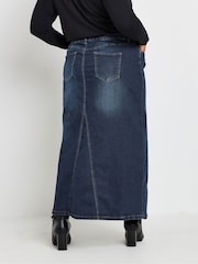 Yours Curve Blue Denim Godet Maxi Skirt - Image 4 of 6