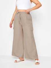 Yours Curve Linen Look Cargo Trousers - Imagen 1 de 5
