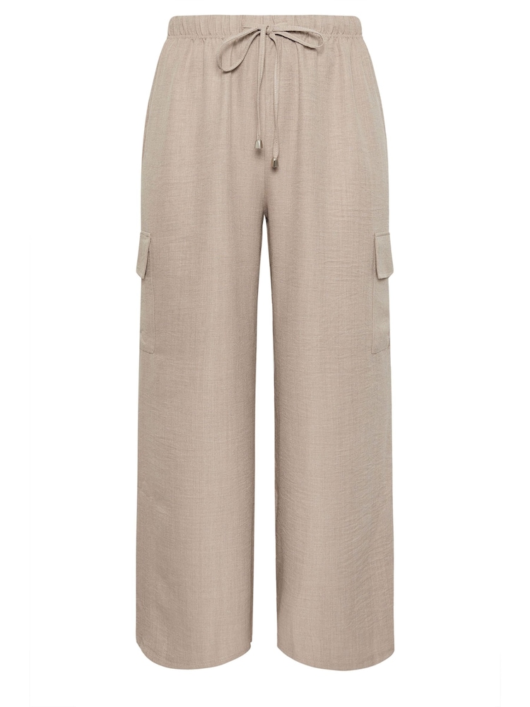 Yours Curve Linen Look Cargo Trousers - Imagen 5 de 5