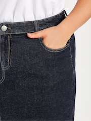 Yours Curve Blue Midi Stretch Denim Skirt - Image 4 of 5