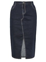 Yours Curve Blue Midi Stretch Denim Skirt - Image 5 of 5