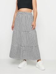 Yours Curve Black Gingham Jersey Tiered Skirt - Image 2 of 5