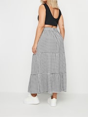 Yours Curve Black Gingham Jersey Tiered Skirt - Image 3 of 5