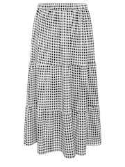Yours Curve Black Gingham Jersey Tiered Skirt - Image 5 of 5