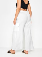 Yours Curve Natural Linen Look Cargo Trousers - Image 3 of 5