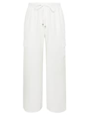 Yours Curve Natural Linen Look Cargo Trousers - Image 5 of 5