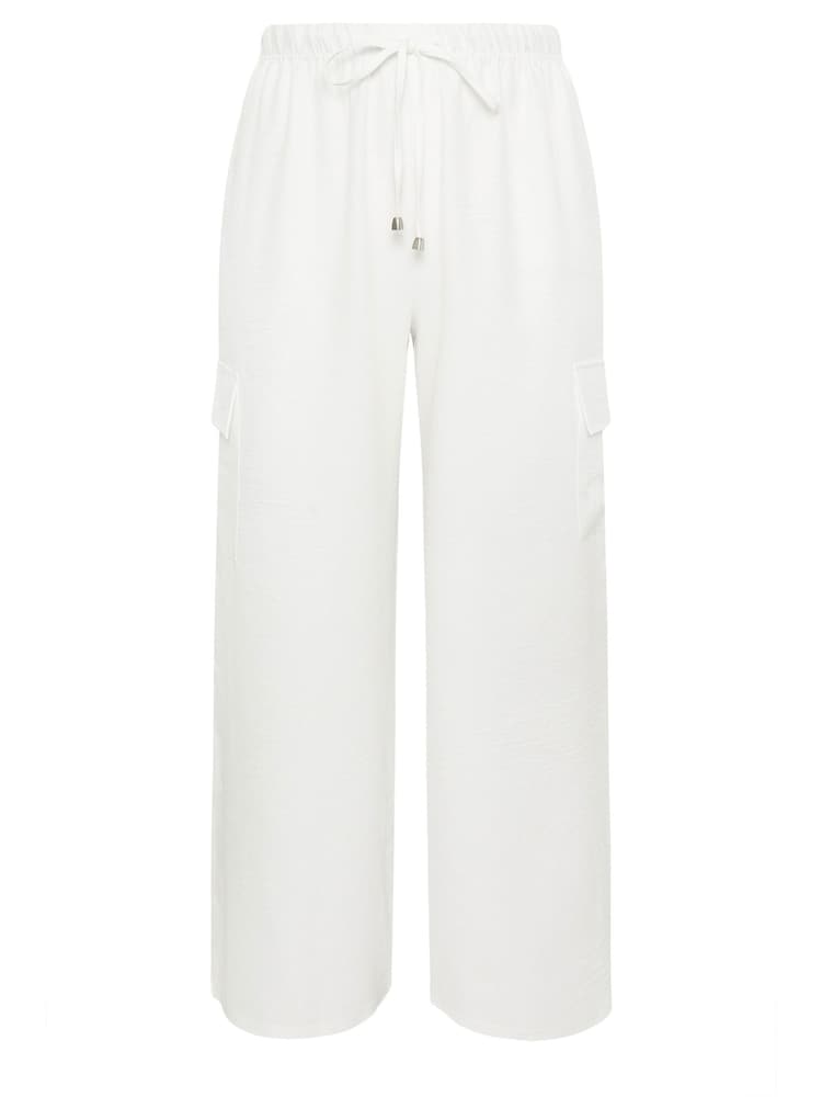 Yours Curve Natural Linen Look Cargo Trousers - Image 5 of 5