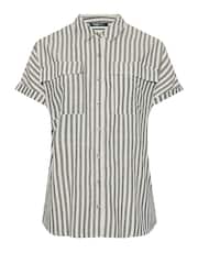 Yours Curve Black Short Sleeve Linen Pinstripe Shirt - Image 5 of 5