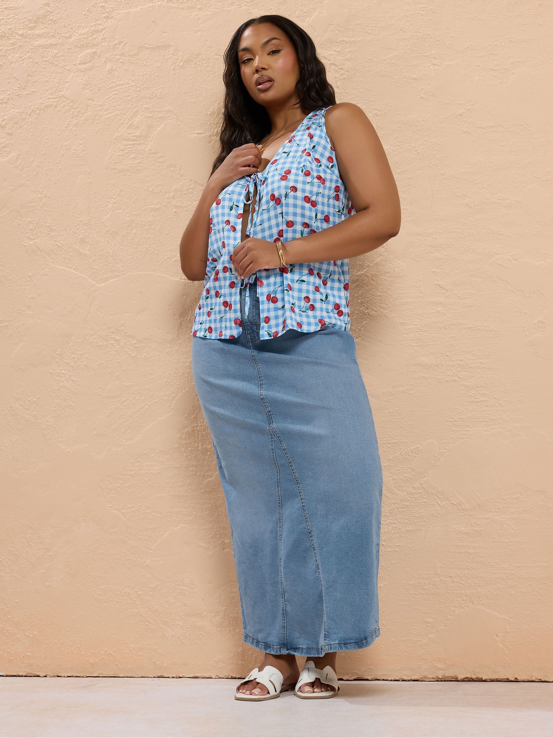 Buy Yours Curve Blue Denim Maxi Skirt from Next USA