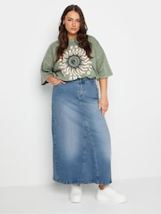 Yours Curve Blue Denim Maxi Skirt - Image 2 of 5