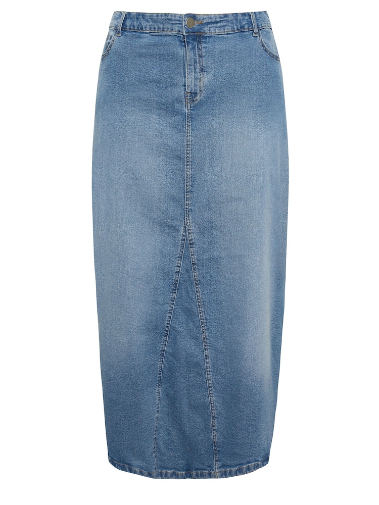 Yours Curve Blue Denim Maxi Skirt - Image 5 of 5