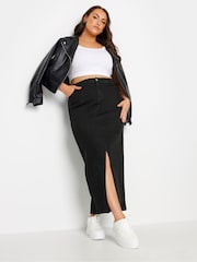 Yours Curve Black Denim Maxi Skirt - Image 2 of 5