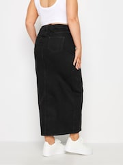 Yours Curve Black Denim Maxi Skirt - Image 3 of 5