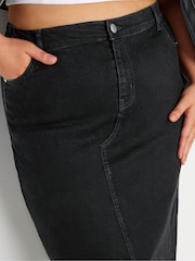 Yours Curve Black Denim Maxi Skirt - Image 4 of 5