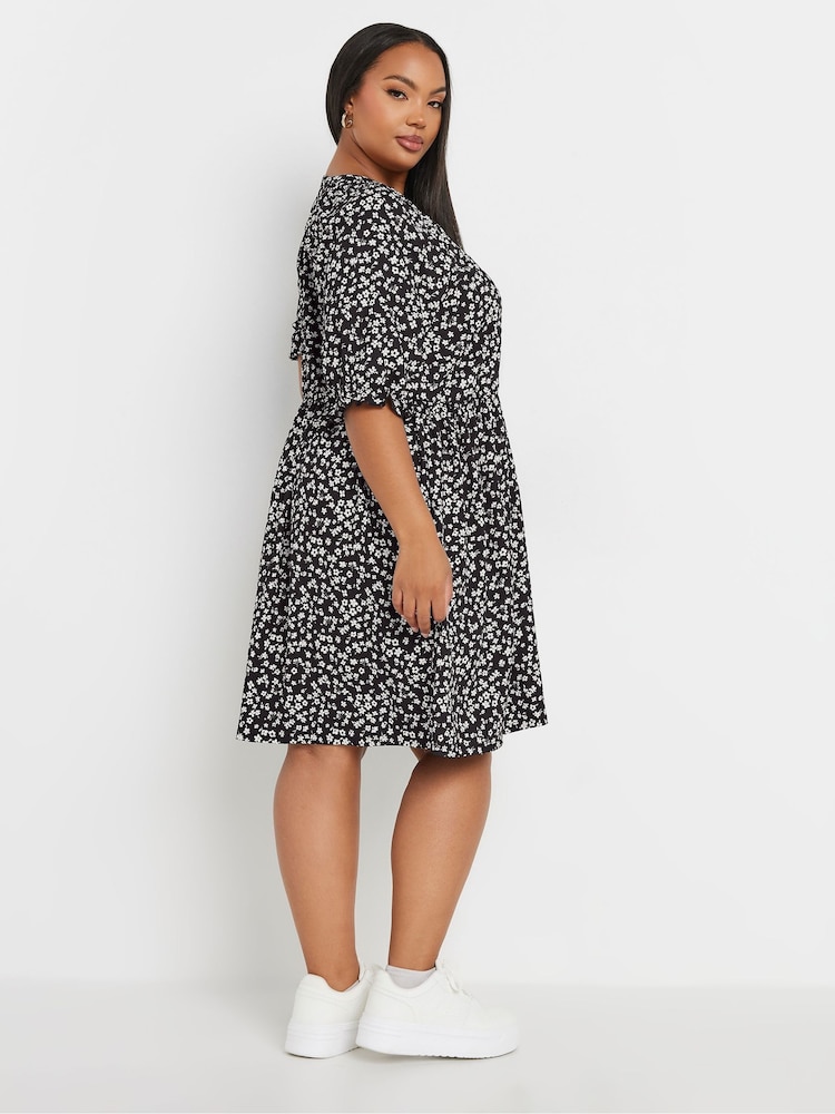 Yours Curve Black Limited Raglan Prairie Short Dress - Image 2 of 5