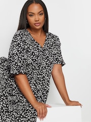 Yours Curve Black Limited Raglan Prairie Short Dress - Image 3 of 5