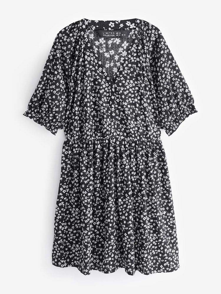 Yours Curve Black Limited Raglan Prairie Short Dress - Image 5 of 5