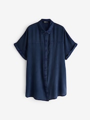 Yours Curve Blue Chambray 100% Cotton Shirts 2 Pack - Image 9 of 9