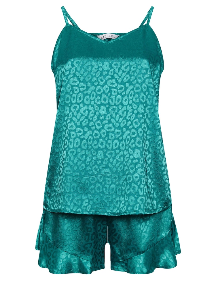 Verde - Yours Curve Satin Jacquard Pyjamas Set - Imagen 5 de 5 Verde - Yours Curve Satin Jacquard Pyjamas Set - Imagen 5 de 5