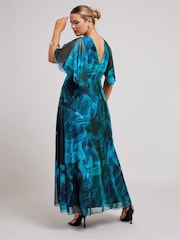 Yours Curve Blue London Abstract Wrap Maxi Dress - Image 3 of 5