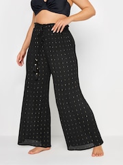 Yours Curve Black Meic Tassel Beach Trousers - Image 1 of 5