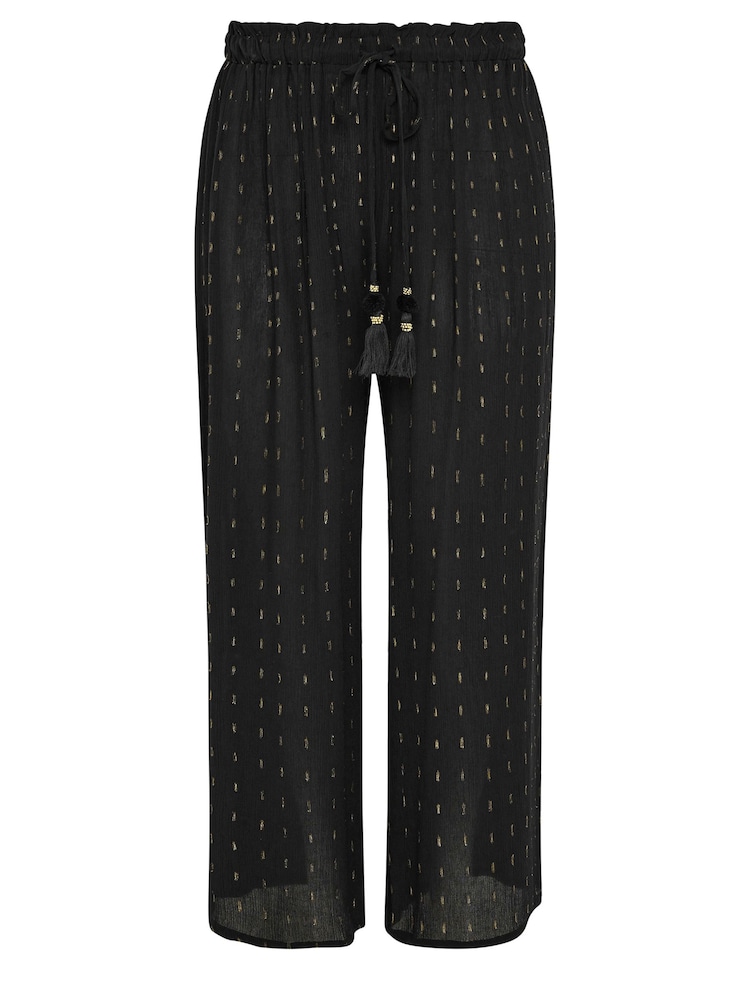 Yours Curve Black Meic Tassel Beach Trousers - Image 5 of 5