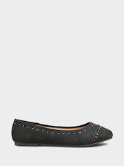Yours Curve Black Ground Wide Fit Blaise Ballerinas - Image 3 of 5