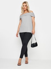 Yours Curve Grey Limited Deep Fold Bardot Top - Image 2 of 5