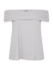 Yours Curve Grey Limited Deep Fold Bardot Top - Image 5 of 5