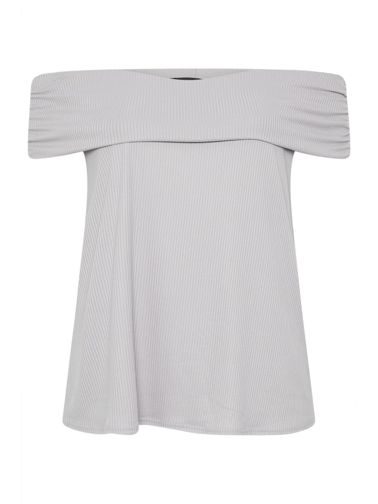 Yours Curve Grey Limited Deep Fold Bardot Top - Image 5 of 5
