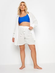 Yours Curve White Tassel Detail Beach Shorts - Image 3 of 5