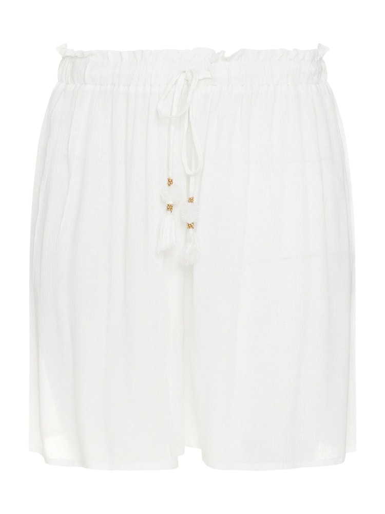 Yours Curve White Tassel Detail Beach Shorts - Image 5 of 5