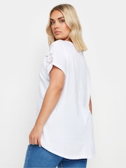 Yours Curve White Mesh Burnout 100% Cotton T-Shirt - Image 3 of 5