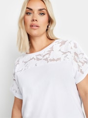 Yours Curve White Mesh Burnout 100% Cotton T-Shirt - Image 4 of 5