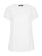 Yours Curve White Mesh Burnout 100% Cotton T-Shirt - Image 5 of 5