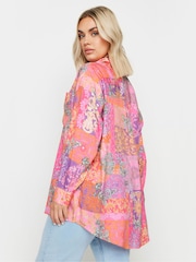 Yours Curve Pink Limited Collection Scarf Boyfriend Shirt - Image 3 of 5