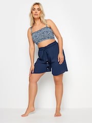 Yours Curve Blue Tassel Detail Beach Shorts - Image 2 of 4