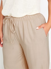 Yours Curve Natural Linen Look Cropped Trousers - Image 4 of 5