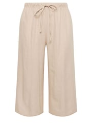 Yours Curve Natural Linen Look Cropped Trousers - Image 5 of 5