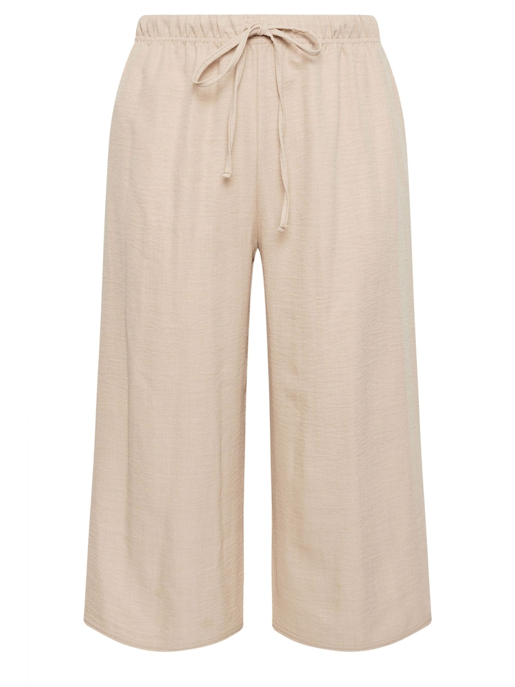 Yours Curve Natural Linen Look Cropped Trousers - Image 5 of 5