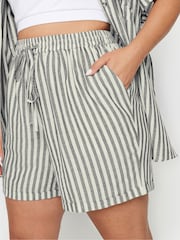 Yours Curve Black Linen Stripe Co-Ord Shorts - Image 2 of 6